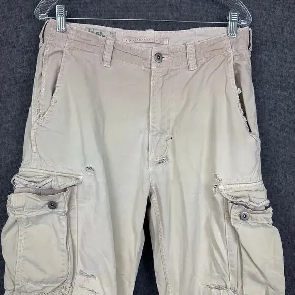 VTG American Eagle Destroyed Cargo Pants Sz 31x32 Y2K Grunge Streetwear Tattered - Picture 2 of 10